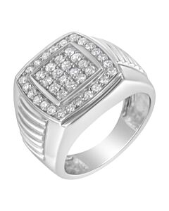 Haus of Brilliance 14k White Gold Men's 1ct TDW Diamond Squared Band Ring (H-I,SI2-I1)