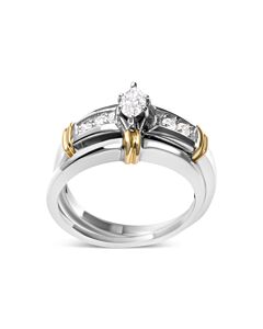Haus of Brilliance 14K Yellow and White Gold 1/3 Cttw Marquise Diamond Cocktail Engagement Ring Set (H-I Color, SI1-SI2 Clarity)