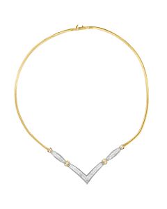 Haus of Brilliance 14K Yellow and White Gold 2.00 Cttw Round and Princess-Cut Diamond 'V' Shape Statement Necklace - 18"