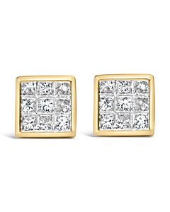 Haus of Brilliance 14K Yellow Gold 1.0 Cttw Princess Cut Diamond Composite Stud Earrings with Screw Backs (J-K Color, SI1-SI2 Clarity)