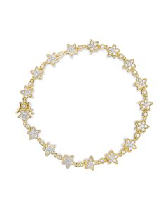Haus of Brilliance 14K Yellow Gold 1 1/5 Cttw Round Diamond Floral Star-Shaped Link Bracelet - (H-I Color, SI1-SI2 Clarity) -Size 7"
