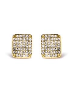 Haus of Brilliance 14K Yellow Gold 1/2 Cttw Diamond Square Shaped Composite Cluster Stud Earrings (I-J Color, I1-I2 Clarity)