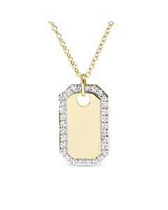 Haus of Brilliance 14K Yellow Gold 1/4 Cttw Diamond Halo Octagonal Dog Tag Pendant 18" Necklace (I-J Color, I2-I3 Clarity)