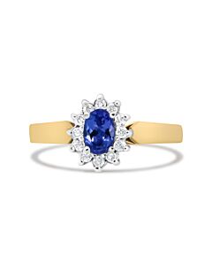 Haus of Brilliance 14K Yellow Gold 1/5 Cttw Round Diamond and 6x4mm Oval Blue Tanzanite Halo Ring (H-I Color, I1-I2 Clarity) - Size 7.75
