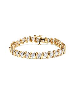 Haus of Brilliance 14K Yellow Gold 10.0 Cttw 2-Prong Set Round Cut Diamond S-Link Bracelet (J-K Color, SI2-I1 Clarity) -7.5" Inches