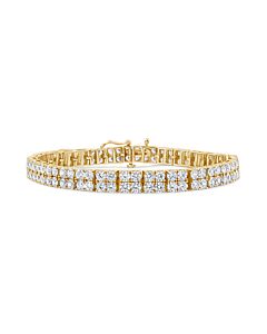 Haus of Brilliance 14K Yellow Gold 10.0 Cttw Diamond 2 Row Tennis Bracelet (L-M Color, I2-I3 Clarity) - Size 7.25 Inches