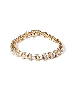 Haus of Brilliance 14K Yellow Gold 10 1/2 Cttw Diamond Tapered Baguette Sunburst Link Bracelet (H-I Color, SI1-SI2 Clarity) - Size 7.25"