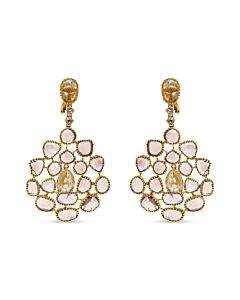 Haus of Brilliance 14K Yellow Gold 11 1/5 Cttw Rose Cut and Sliced Diamond Chandelier Style Dangle Earrings (Fancy Color, I2-I3 Clarity)