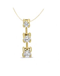 Haus of Brilliance 14K Yellow Gold 3/4 Cttw Round Diamond Three-Stone Drop Pendant 18" Necklace - (H-I Color, SI1-SI2 Clarity)