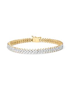 Haus of Brilliance 14K Yellow Gold 4.00 Cttw Diamond Trio Cluster Link Bracelet (H-I Color, I1-I2 Clarity) - 7"