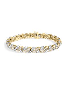 Haus of Brilliance 14K Yellow Gold 4.00 Cttw Diamond Woven Composite Cluster and S-Link Bracelet (I-J Color, I1-I2 Clarity) - 7" Inches