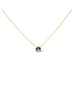 Haus of Brilliance 14k Yellow Gold 4/5 Cttw Natural Cushion Cut Blue Sapphire Solitaire Pendant Necklace - 15-16 Inches Adjustable
