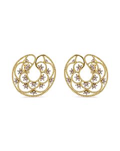 Haus of Brilliance 14K Yellow Gold 4 7/8 Cttw Fancy Colored Diamond Sun and Stars Open Hoop Earrings (Fancy Color, I1-I2 Clarity)