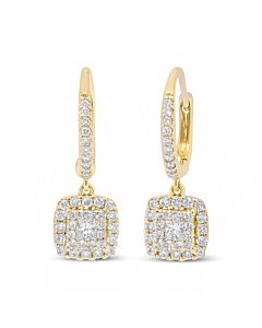 Haus of Brilliance 14K Yellow Gold 5/8 Cttw Invisible-Set Princess Diamond Square Halo Dangle Earring (H-I Color, SI1-SI2 Clarity)