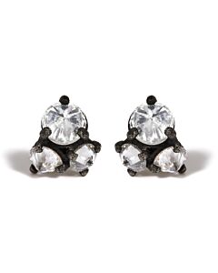Haus of Brilliance 14K Yellow Gold and Black Oxidized Reverse Set 1 1/4 Cttw Diamond Trio Stud Earrings (I-J Color, I1-I2 Clarity)