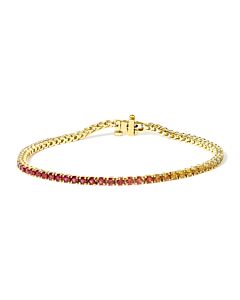 Haus of Brilliance 14K Yellow Gold Natural Rainbow Gemstone Sapphire and Tsavorite Tennis Bracelet - 7" Inches
