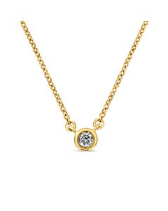 Haus of Brilliance 14K Yellow Gold Plated .925 Sterling Silver 1/10 Cttw Bezel Set Diamond 18" Pendant Necklace (J-K Color, I1-I2 Clarity)