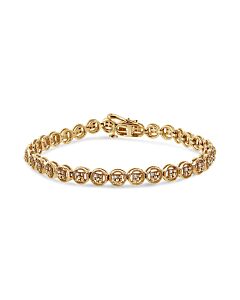 Haus of Brilliance 14K Yellow Gold Plated .925 Sterling Silver 1/10 Cttw Diamond Open Circle Wheel Link 7" Tennis Bracelet