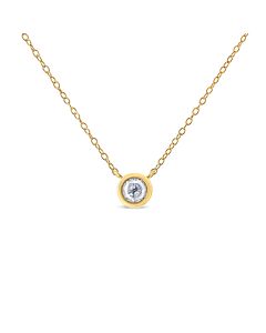 Haus of Brilliance 14K Yellow Gold Plated .925 Sterling Silver 1/2 Cttw Diamond Bezel 18" Pendant Necklace (J-K Color, I1-I2 Clarity)