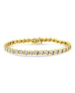 Haus of Brilliance 14K Yellow Gold Plated .925 Sterling Silver 1/4 Cttw Diamond Round Link Tennis Bracelet (I-J Color, I2- I3 Clarity) - 7"