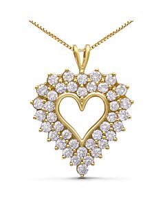 Haus of Brilliance 14K Yellow Gold Plated .925 Sterling Silver 4.0 Cttw Diamond Two Row Open Heart 18" Pendant Necklace