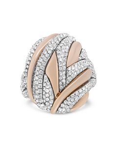Haus of Brilliance 18K Rose and White Gold 1 7/8 Cttw Diamond and Gold Textured Dome Cocktail Ring (F-G Color, VS1-VS2 Clarity) - Size 6.5
