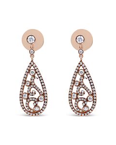 Haus of Brilliance 18K Rose Gold 1 1/4 Cttw Diamond Teardrop Shaped Drop and Dangle Screw Back Stud Earring (F-G Color, VS1-VS2 Clarity)
