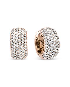 Haus of Brilliance 18K Rose Gold 3 1/8 Cttw Round Diamond Dome Hoop Earrings (J-K Color, VS1-VS2 Clarity)