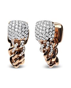 Haus of Brilliance 18K Rose Gold 3/4 Cttw Round Diamond Pave Cuban Chain Huggie Earrings (G-H Color, SI1-SI2 Clarity)