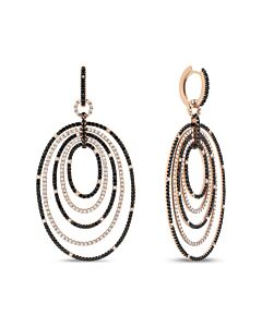Haus of Brilliance 18K Rose Gold 5.00 Cttw Round Black and White Diamond Graduated Hoop Dangle Earrings (Black and F-G Color, VS1-VS2 Clarity)