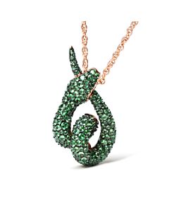 Haus of Brilliance 18K Rose Gold Round Green Tsavorite Gemstone Cluster Spiral Snake Design 18" Pendant Necklace (AAA+ Quality)