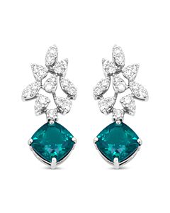 Haus of Brilliance 18K White Gold 1 1/10 Cttw Diamond and 7.9 x 7.7mm Green Emerald Drop Earrings (G-H Color, SI1-SI2 Clarity)
