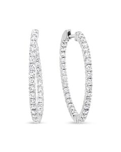 Haus of Brilliance 18K White Gold 3 5/8 Cttw Round Diamond Curved Inside-Outside Hoop Earrings (F-G Color, VS1-VS2 Clarity)