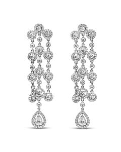 Haus of Brilliance 18K White Gold 4 3/4 Cttw Diamond Double Teardrop Waterfall Dangle Earrings (H-I Color, VS1-VS2 Clarity)
