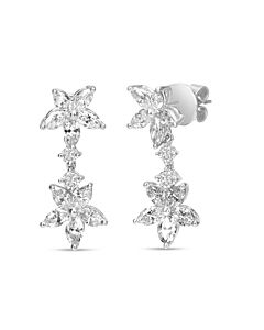Haus of Brilliance 18k White Gold 6.0 Cttw Marquise Diamond Floral Dangle Drop Earrings (E-F Color, VS1-VS2 Clarity)