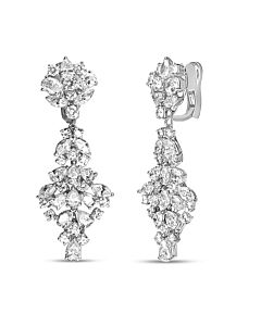 Haus of Brilliance 18K White Gold 9 1/2 Cttw Diamond Cluster Drop Dangle Clip-On Earrings (F-G Color, VS1-VS2 Clarity)