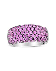 Haus of Brilliance 18K White Gold and Black Rhodium Multi Row Pink Sapphire Classic Band Ring - Ring Size 6.5