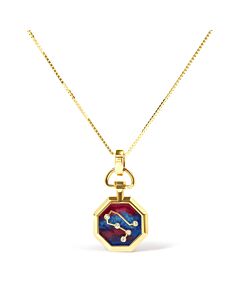Haus of Brilliance 18K Yellow Gold Diamond Gemini Constellation with Red and Blue Enamel 18" Inch Necklace (H-I Color, SI2-I1 Clarity)