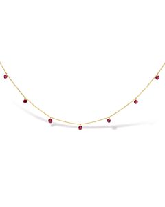 Haus of Brilliance 18K Yellow Gold Necklace 1 1/3 Cttw Dangling Ruby Drop 18" Chain Collar