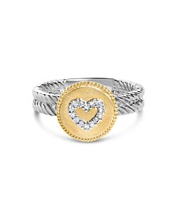 Haus of Brilliance 18K Yellow Gold Plated .925 Sterling Silver Diamond Heart Ring with Satin Finish