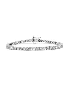 Haus of Brilliance .925 Sterling Silver 1.0 Cttw Miracle-Set Diamond Round Faceted Bezel Tennis Bracelet (I-J Color, I3 Clarity) - 6"