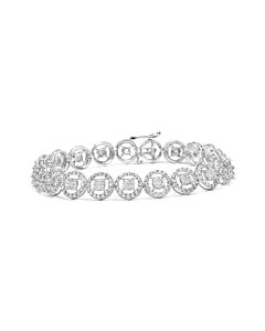 Haus of Brilliance .925 Sterling Silver 1/2 Cttw Diamond Nested Circle Miracle Set Open Wheel 7.25" Fashion Link Bracelet (I-J Color, I3 Clarity)
