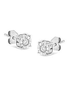 Haus of Brilliance .925 Sterling Silver 1/2 Cttw Miracle-Set Round Cut Diamond Stud Earrings (I-J Color, I2-I3 Clarity)