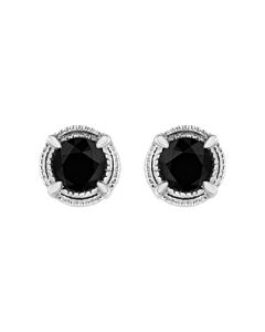 Haus of Brilliance .925 Sterling Silver 1/2 cttw Treated Black Diamond Modern 4-Prong Solitaire Milgrain Stud Earrings