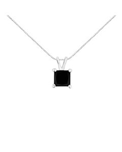 Haus of Brilliance .925 Sterling Silver 1/2ct TDW Treated Black Diamond Solitaire Pendant Necklace (Black)