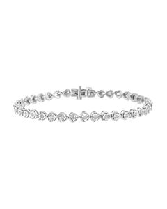 Haus of Brilliance .925 Sterling Silver 1/3 Cttw Miracle-Set Diamond Heart Link Bracelet (I-J Color, I2-I3 Clarity) - 7.25"