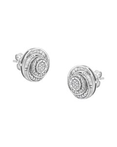 Haus of Brilliance .925 Sterling Silver 1/4 Cttw Baguette and Round Diamond Swirl Love Knot Stud Earrings (I-J Color, I3 Clarity)