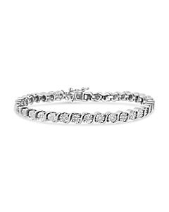 Haus of Brilliance .925 Sterling Silver 1/4 Cttw Miracle-Set Diamond Round Miracle Plate "S" Link Tennis Bracelet  - 7"