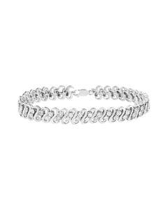Haus of Brilliance .925 Sterling Silver 1/4 cttw Round-Cut Diamond Double Row Wrapped S-Link Bracelet (I-J Color, I2-I3 Clarity) - 7.25"