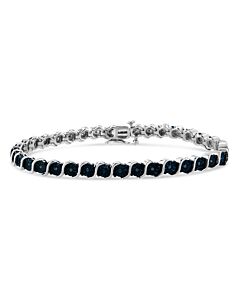 Haus of Brilliance .925 Sterling Silver 1/4 Cttw Treated Blue Diamond Tennis 7" Bracelet (Blue Color, I1-I2 Clarity)